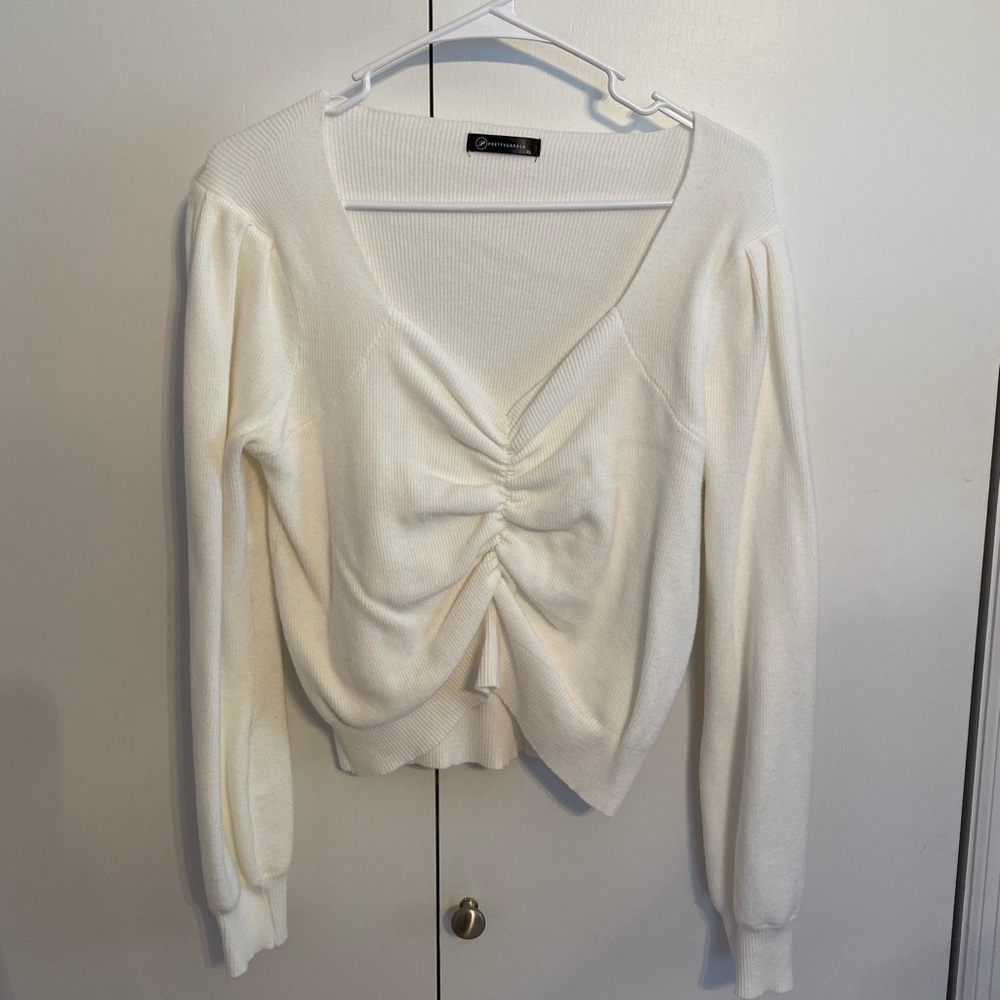 White scrunch cropped sweater size XL